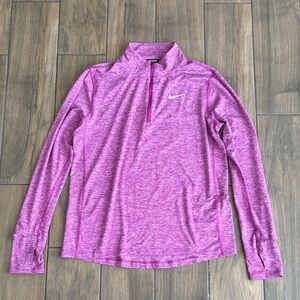 Nike 1/4 Zip Women's Heathered Pink Long Sleeve Tee
